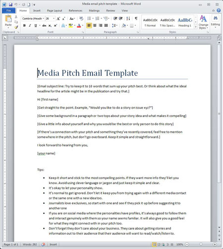 media pitch template