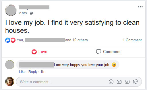 love my job facebook post