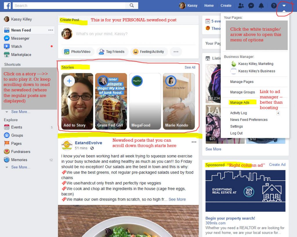 desktop newsfeed vs story facebook