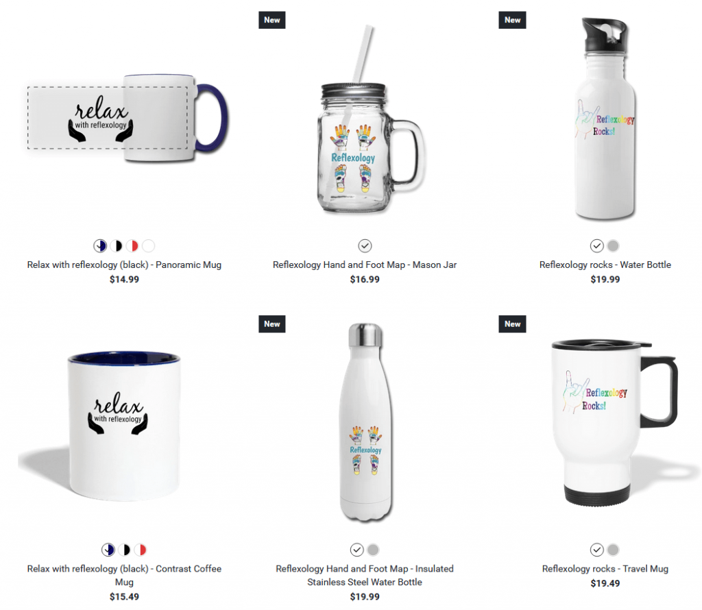 mugs and drinkware with reflexology designs