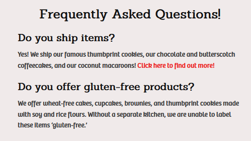 website faq