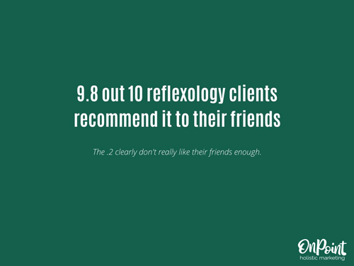 9.8 out of 10 clients recommend reflexology to their friends